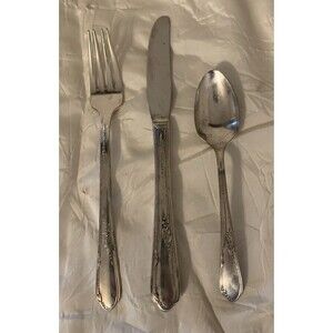 Vintage Oneida Rogers Child Toddler Spoon Fork Knife 3 Piece Set Silver plated